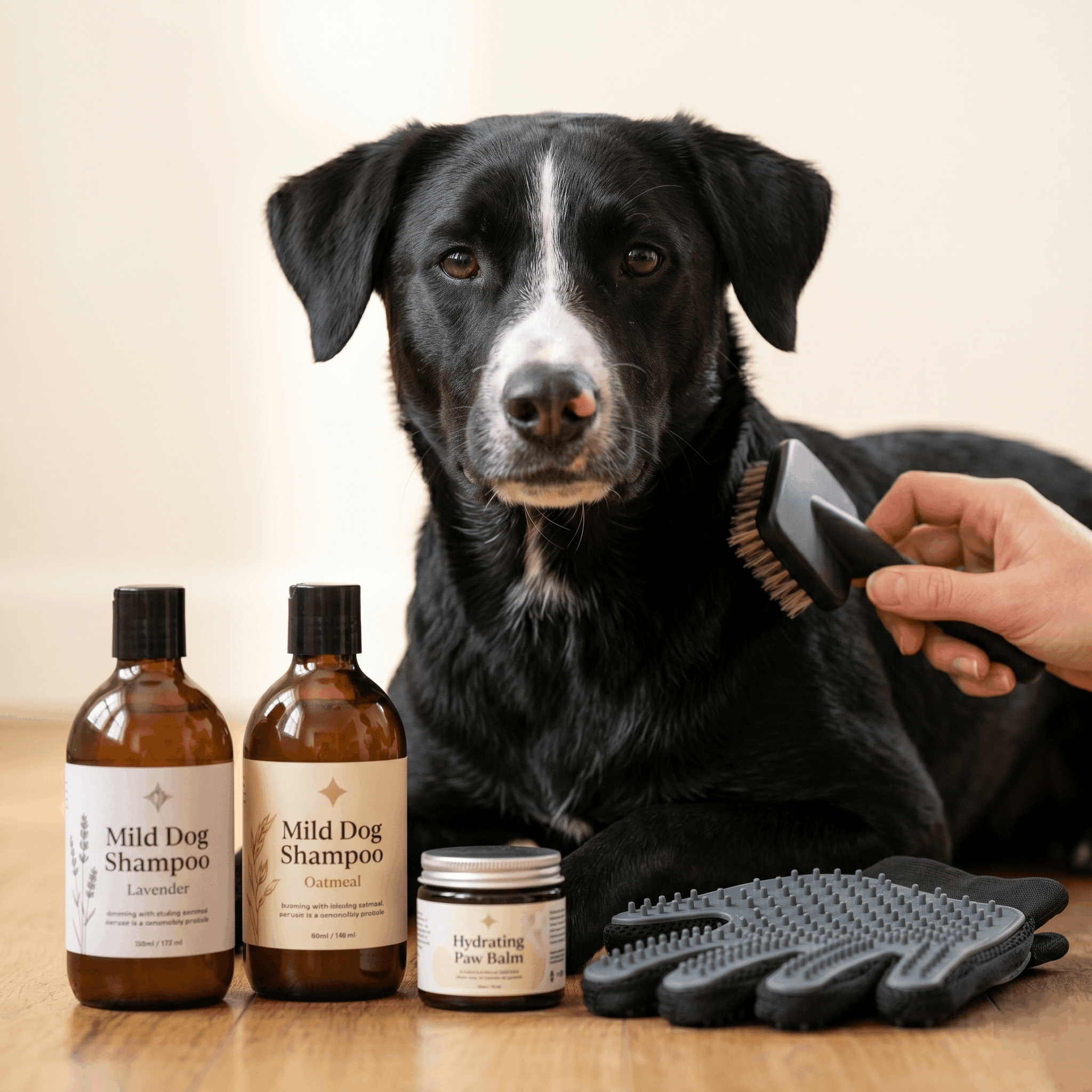 Hundepflege und Tiergesundheit: Mildes Hundeshampoo gegen Juckreiz und Unterfellbürste